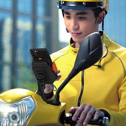 CGKUITER Bike Phone Mount Anti Shake and Stable Cradle Clamp with Mobile Power Mezzanine Bicycle Phone Mount/Bike, Motorcycle Accessories//Bike Phone Holder for iPhone Android Devices Between
