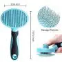 Cat Brush for Shedding, Slicker Pet Grooming Brush for Cat and Small Medium Dog, Self Cleaning Slicker Brush (Blue)