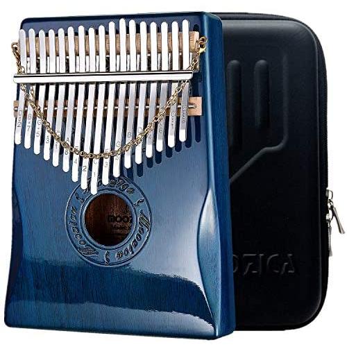 Moozica 17 Keys Kalimba Thumb Piano, Solid Mahogany Wood Professional Marimba Mbira with Piano Lacquer Finishing Musical Instrument Gift (Mahogany-K17BP)