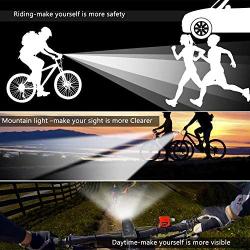 Rechargeable Front and Rear Bike Lights Set,IPX6 Waterproof Super Bright Led Front Headlight and Cob Flash back Taillight,1800 Lumens-4000 mAh for Men Women Kids Road Mountain(2 USB Cables Included)