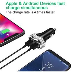 USB C Car Charger, Dual QC 3.0 Fast Car Charger Adapter with 3.3ft Fast Charging Cable Compatible for iPhone, Samsung, LG, iPad, 6A 48W and More.(2 Charger + 2 Cable)