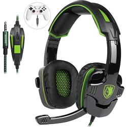 Geekria SADES SA-930 3.5MM Gaming Headsets with Mic and Volume-Control, for Google Stadia, PS4, New Xbox One, Laptop, Tablet, PC, Mobile Phones, Noise Cancellation Stereo Music Headphone