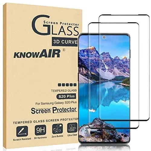 KNOWAIR Galaxy S20 Plus Screen Protector,Full Coverage Tempered Glass[2 Pack][3D Curved]［Solution for Ultrasonic Fingerprint］Tempered Glass Screen Protector Suitable for Galaxy S20 Plus