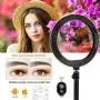 10.2" Selfie Ring Light with Tripod Stand, 64" Extendable Phone Holder LED Ring Light for Selfie Photography Camera Makeup Video Live Stream, Compatible with iPhone Android Cell Phone 10.2" Selfie Ring Light with Tripod Stand, 64" Extendable Phone Holder LED Ring Light for Selfie Photography Camera Makeup Video Live Stream, Compatible with iPhone Android Cell Phone
