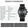 GOLDEN HOUR Mens Watches Fashion Sport Quartz Analog Black Mesh Stainless Steel Waterproof Chronograph Wrist Watch, Auto Date in Blue/Red/Gold Hands