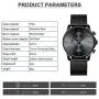 GOLDEN HOUR Mens Watches Fashion Sport Quartz Analog Black Mesh Stainless Steel Waterproof Chronograph Wrist Watch, Auto Date in Blue/Red/Gold Hands