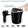 Skyocean 3 Socket Cigarette Lighter Splitter Power Adapter + 3 USB Car Charger 120W 12V/24V DC Outlet with Volt Meter, On/Off Switch for Cell Phone GPS Dash Cam & All Electronic Devices (Black)