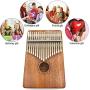 Deoukana Kalimba 17 Keys Thumb Piano with Study Instruction and Tune Hammer, Portable Mahogany Wood Finger Piano, Gift for Kids Adult Beginners Professional. (Mahogany)