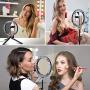 Selfie Ring Light with Tripod Stand and Cell Phone Holder for Live Stream/Tiktok, SPRITREE 10.2" Dimmable LED Camera Ringlight for Makeup/YouTube, Compatible with iPhone & Android