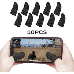 Iotton Finger Sleeves for Gaming [10 Pack], Anti-Sweat Breathable PUBG Finger Sleeves, Highly Sensitive Nano-Copper Fiber Material, Thumb Sleeves for PUBG/Rules of Survival/Call of Duty-Black