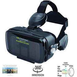VR Headset Virtual Reality Headset 3D Glasses with 120°FOV, Anti-Blue-Light Lenses, Stereo Headset, for All Smartphones with Length Below 6.3 inch Such as iPhone & Samsung HTC HP LG etc.