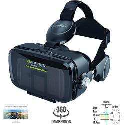 VR Headset Virtual Reality Headset 3D Glasses with 120°FOV, Anti-Blue-Light Lenses, Stereo Headset, for All Smartphones with Length Below 6.3 inch Such as iPhone & Samsung HTC HP LG etc.