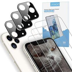 【6-Pack】JEHOO 3 Pack iPhone 11 Screen Protector and 3 Pack iPhone 11 Camera Lens Protector (6.1-inch) Tempered-Glass Set[HD Clear] [Anti-Scratch] [Anti-Fingerprint]