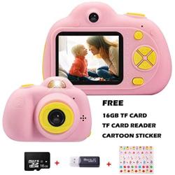 KIDOVE Kids Toys Fun Camera, Child Selfie Digital Game Camcorder, 8MP 1080P Dual Camera Video Recorder, Creative Birthday Gifts for Girls and Boys, 16GB TF Card Included (Pink)