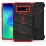 ZIZO Bolt Series for Galaxy S10 Case with Kickstand Holster Lanyard - Black & Red