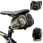 Ryhpez Bike Saddle Bag, Bicycle Bag Back Seat Pouch Mountain Bike Pocket Pack Waterproof Strap-on Seat Bag for Outdoor Night Safety Ride, Convenient with Reflective Stripes - Green