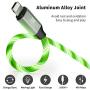 LED Phone Charger Cable - 6.5ft Light Up Visible Flowing Charger Charging Cord Compatible with 11 Pro Max XS XR X 8 7 6S 6 Plus 5S 5 (Green)