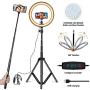VillSure 10" Selfie Ring Light with Tripod Stand, LED Ring Light & Phone Holder for iPhone Android,Ringlight for Live Stream/Makeup/Photography/YouTube Video
