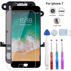 BeeFix Screen Replacement for iPhone 7 Black, 4.7" LCD Display and 3D Touch Digitizer Full Assembly, with Proximity Sensor,Front Facing Camera,Earpiece Speaker and Repair Tools,for A1660, A1778, A1779