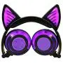 YTGOOD Mobile Phone Supplies Headset Cute Cat Ear Rechargeable Gaming Headset with Led Lights Colorful Over Ear Foldable Headphones with Mic for Cell Phone