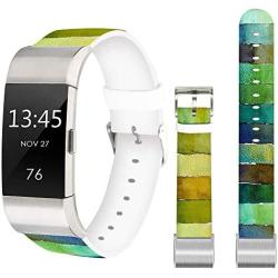 Wood Bands for Fitbit Charge 3 SE,Jolook Replacement Leather Woman Man Bands Straps for Fitbit Charge 3/Charge 3 SE - Watercolor Astract Wood Band