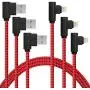[3-Pack] 6FT/2M iPhone Gaming Charger Cable 90 Degree Elbow Game Video Watching Compatible with iPhone Xs Max/XS/XR/7/7Plus/X/8/8Plus/6S/6S Plus/SE (Black Red, 6FT)