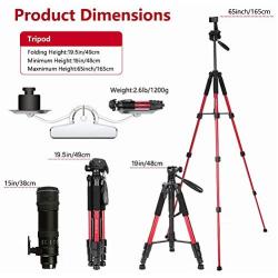 Joilcan 66” Lightweight Camera/Phone Tripod, Aluminum Travel Portable SLR Camera Tripod with Mobile Phone Mount and 2 Quick Release Plate&Carrying Case (Red)