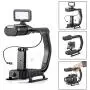 Video Handle Grip with Integrated Microphone for DJI OSMO, Sevenoak Universal Camera Handheld Stabilizer Built-in Stereo Mic for Skateboarding iPhone 11 X 8 8 Plus 7 7 Plus Smartphone GoPro Sony RX0