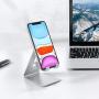 OMOTON Desktop Cell Phone Stand [Updated Solid Version], Advanced 4mm Thickness Aluminum Stand Holder for Switch, Mobile Phone, iPhone 11 Pro Xs Max Xr, Silver