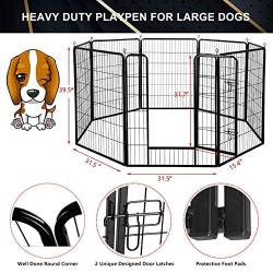 SUNCOO Dog Pen, 8/16 Panels 24/32/40 in Heavy Duty Folding Large Metal Dog Fence, Cat Puppy Pet Exercise Playpen, Indoor Outdoor Anti-Rust Pet Crate Cage Barrier Kennels