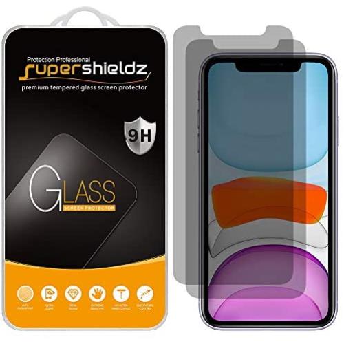 (2 Pack) Supershieldz for Apple iPhone 11 and iPhone XR (6.1 inch) (Privacy) Anti Spy Tempered Glass Screen Protector, 0.33mm, Anti Scratch, Bubble Free