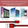 MeiShi MFi Certified iPhone Charger 4 Pack 6FT High Speed Nylon Braided USB Fast Charging&Data Syncs Cord Compatible iPhone Xs/Max/XR/X/8/8Plus/7/7Plus/6S/6S Plus/SE/iPad/iPod (Red+Black).