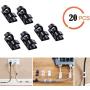 Funycell Cable Clips, 20 Pcs Self Adhesive Wire Holder for Organizing Cable Cords Home and Office, Black
