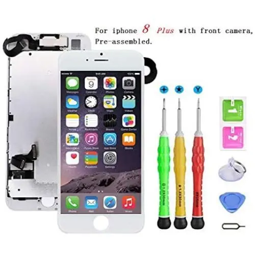 Screen Replacement Compatible with iPhone 8 Plus Full Assembly - LCD 3D Touch Display Digitizer with Sensors and Front Camera, Fit Compatible with iPhone 8 Plus (White) Screen Replacement Compatible with iPhone 8 Plus Full Assembly - LCD 3D Touch Display Digitizer with Sensors and Front Camera, Fit Compatible with iPhone 8 Plus (White)