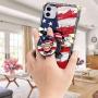 Luxury Square Phone Case iPhone 11 6.1 Inch 2019 Retro Elegant Soft TPU Design Cover (American Flag Lips Bullet)