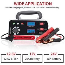 Beleeb Battery Charger Automotive, 12V/24V Voltage Adjustable Trickle Charger/Maintainer,2-200Ah