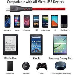 Micro USB Cable, Cabepow Android Charger Cable 6ft, Durable Premium Nylon Braided 2.4a Fast Charger Cord Compatible with SSamsung Galaxy S7 S6 S5 J3 J3V J5 J7 J7V Note 5, LG K40 K20, Moto G4 G5(3pack)