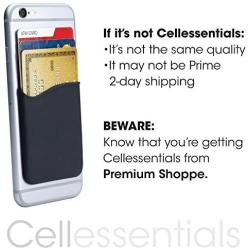 Cellessentials Card Holder for Back of Phone - Silicone Stick on Cell Phone Wallet with Pocket for Credit Card, ID, Business Card - iPhone, Android and Most Smartphones - 3 Pack(Black)