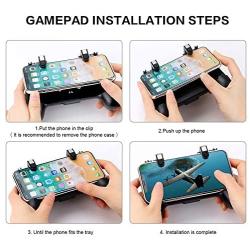 Mobile Game Controller,SKYEOL Mobile Gaming Trigger- Upgrade Version 2000mAh with PUBG 4-in-1 Gamepad, Gaming Trigger, Phone Cooling Fan and Emergency Charging Bank for Android & iOS