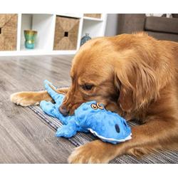 goDog Gators with Chew Guard Technology Plush Squeaker Dog Toy Blue