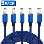 WUYA iPhone Charger MFi Certified 5Pack 3FT/3FT/6FT/6FT/10FT Nylon Woven High Speed Data Sync Lighnting Cable Compatible iPhone 11 Pro Max X XS XR 8 7 6 6S Plus SE 5C and More