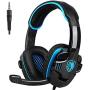 SADES SA708GT Gaming Headset for Xbox One, PS4, PC, Volume Controller, Noise Cancelling Over Ear Headphones Mic, Bass Surround Soft Memory Earmuffs for Computer Laptop Mac