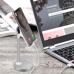AONKEY Adjustable Cell Phone Stand, Desk Cellphone Holder Compatible with iPhone Xs Max XS XR X 6 6S 7 8 Plus, All Android Smartphone & iPad& Other 7”-13” Tablets