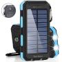 Solar Charger Solar Power Bank 20000mAh Waterproof Portable External Backup Outdoor Cell Phone Battery Charger with Dual LED Flashlight Solar Panel for iPhone Android Cellphones (Black & Blue) Solar Charger Solar Power Bank 20000mAh Waterproof Portable External Backup Outdoor Cell Phone Battery Charger with Dual LED Flashlight Solar Panel for iPhone Android Cellphones (Black & Blue)
