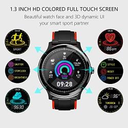 Smart Watch for Android and iOS Phone, Fitnees Tracker with 1.3" Full Touch Screen Pedometer Heart Rate Sleep Monitor Tracker IP68 Waterproof Watch for Men Women