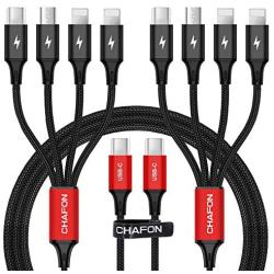 CHAFON USB C to Multi Charging Cable,4 in 1 Type C Charger Cord Nylon Braided Adapter with Type C/Micro/Phone Compatible with Cell Phones,Camera,Tablets,Amazon fire,and More(4FT/2 Pack)