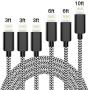 iPhone Charger, Lightning Cables, MFi Certified Cable 6Pack 3FT 3FT 3FT 6FT 6FT 10FT Extra Long Nylon Braided USB Fast Charging& Syncing Cord Compatible with iPhone/XS/XR/X/8/8Plus/7/7Plus/6S and More