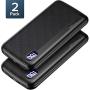 【2 Pack】 GETIHU Portable Charger, LED Display USB C High-Speed Power Bank, Ultra Slim 3 Outputs 10000mAh External Phone Battery Pack for iPhone 11 X XS 8 Plus Samsung S10 LG Google iPad AirPods etc.