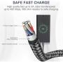 USB Type C Cable OULUOQI USB C Cable 3 Pack(6ft) Nylon Braided Fast Charging Cord(USB 2.0) Compatible with Samsung Galaxy S10 S9 Note 10 9 8 S8 Plus,LG V30 V20 G6 G5,Google Pixel (Black-New)