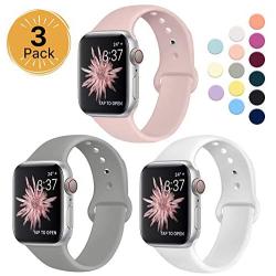 Sport Band Compatible for Apple Watch Band 38mm 40mm 42mm 44mm, EXCHAR Soft Silicone Band Replacement Wrist Strap for iWatch Series 5/4/3/2/1, Nike+, Sport, Edition
